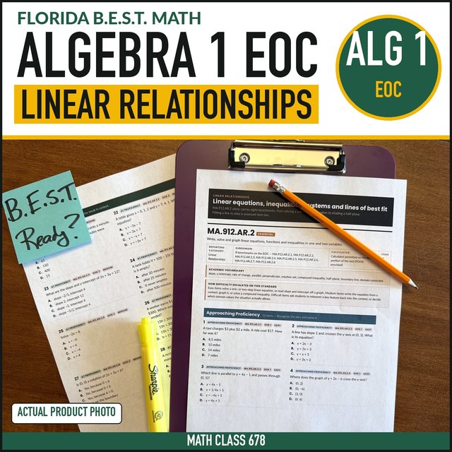 Cover of the Algebra 1 Linear Relationships Practice