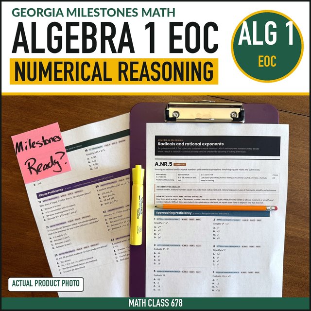 Cover of the Algebra 1 Numerical Reasoning Practice