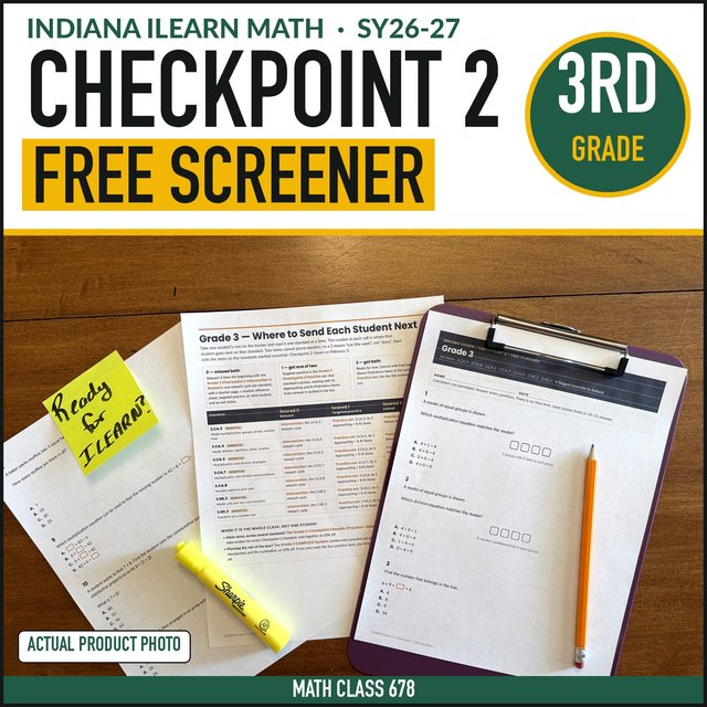 Cover of the free Indiana Grade 3 Checkpoint 2 Screener