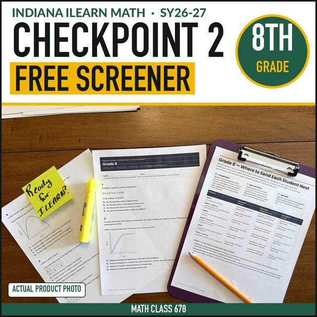 Cover of the free Indiana Grade 8 Checkpoint 2 Screener