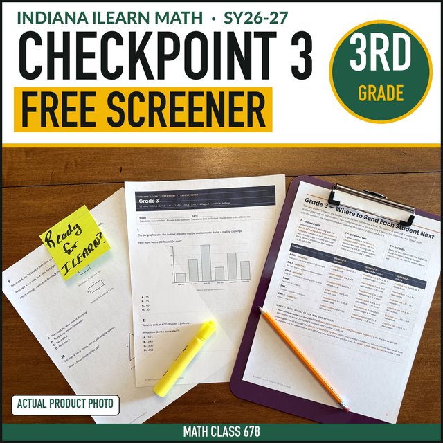 Cover of the free Indiana Grade 3 Checkpoint 3 Screener