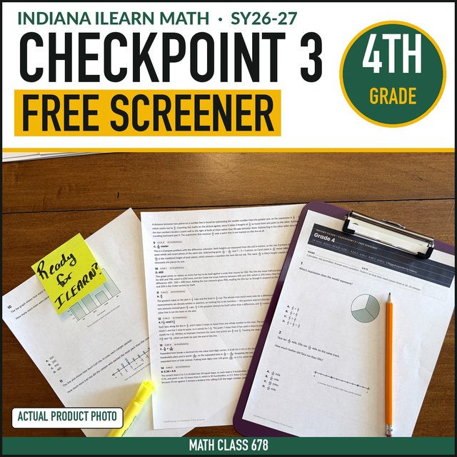 Cover of the free Indiana Grade 4 Checkpoint 3 Screener