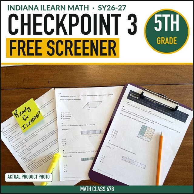 Cover of the free Indiana Grade 5 Checkpoint 3 Screener