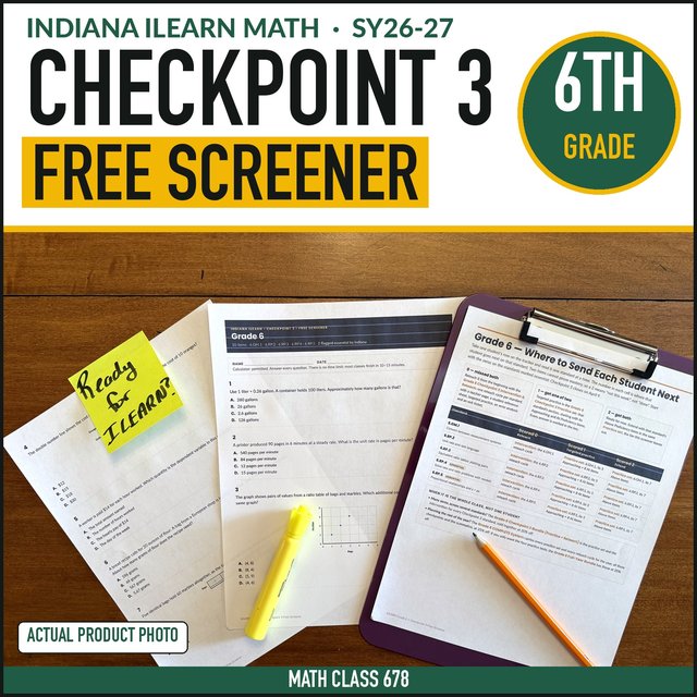 Cover of the free Indiana Grade 6 Checkpoint 3 Screener