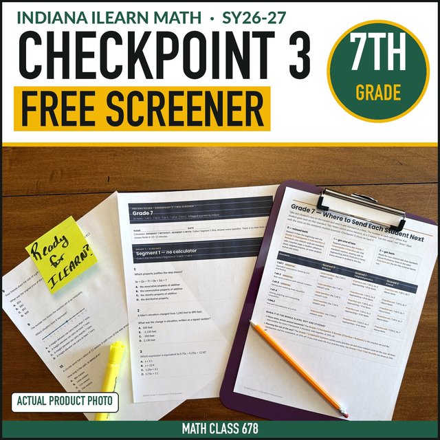 Cover of the free Indiana Grade 7 Checkpoint 3 Screener