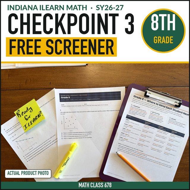 Cover of the free Indiana Grade 8 Checkpoint 3 Screener