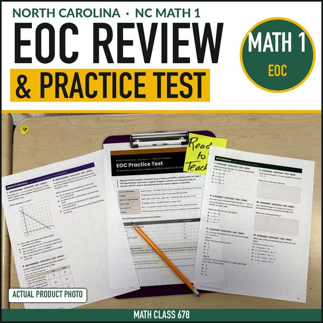 Cover of the NC Math 1 EOC Review & Practice Test